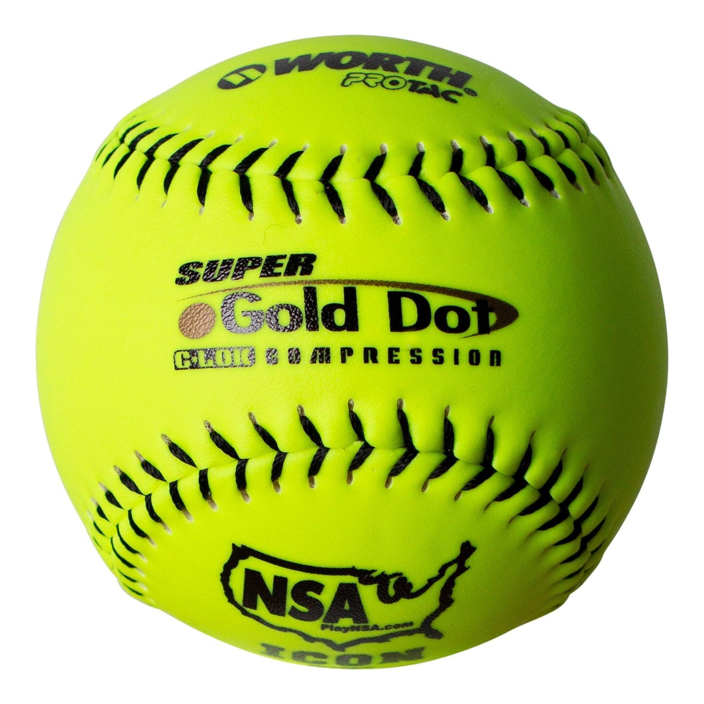 Worth Super Gold Dot 44/400 NSA 12" Slowpitch Softballs - NI12SY – Primary View | Smash It Sports