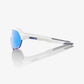 100 Percent Sunglasses -  S2 - Matte White - HiPER Blue Multilayer Mirror Lens – Third View | Smash It Sports