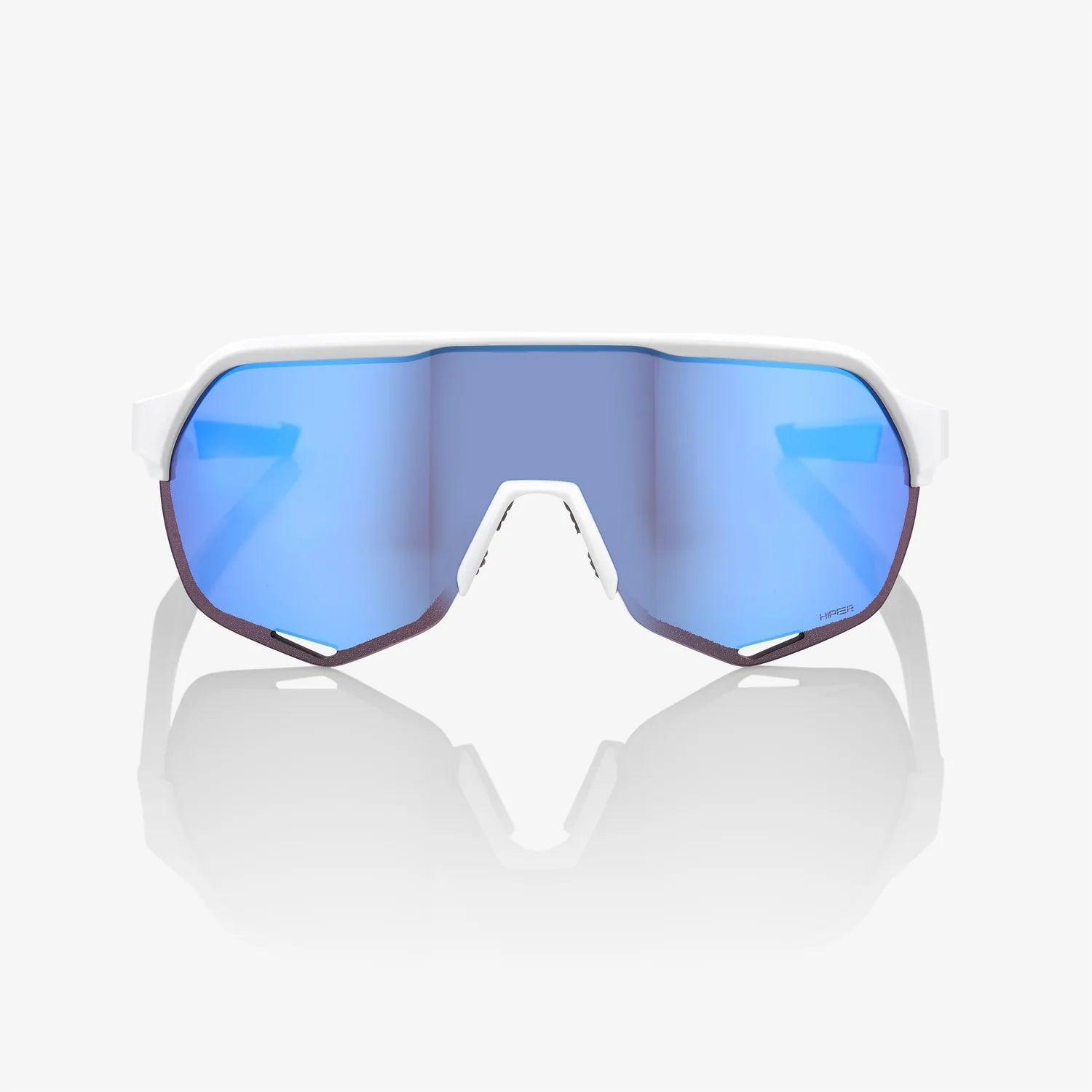 100 Percent Sunglasses -  S2 - Matte White - HiPER Blue Multilayer Mirror Lens – Second View | Smash It Sports