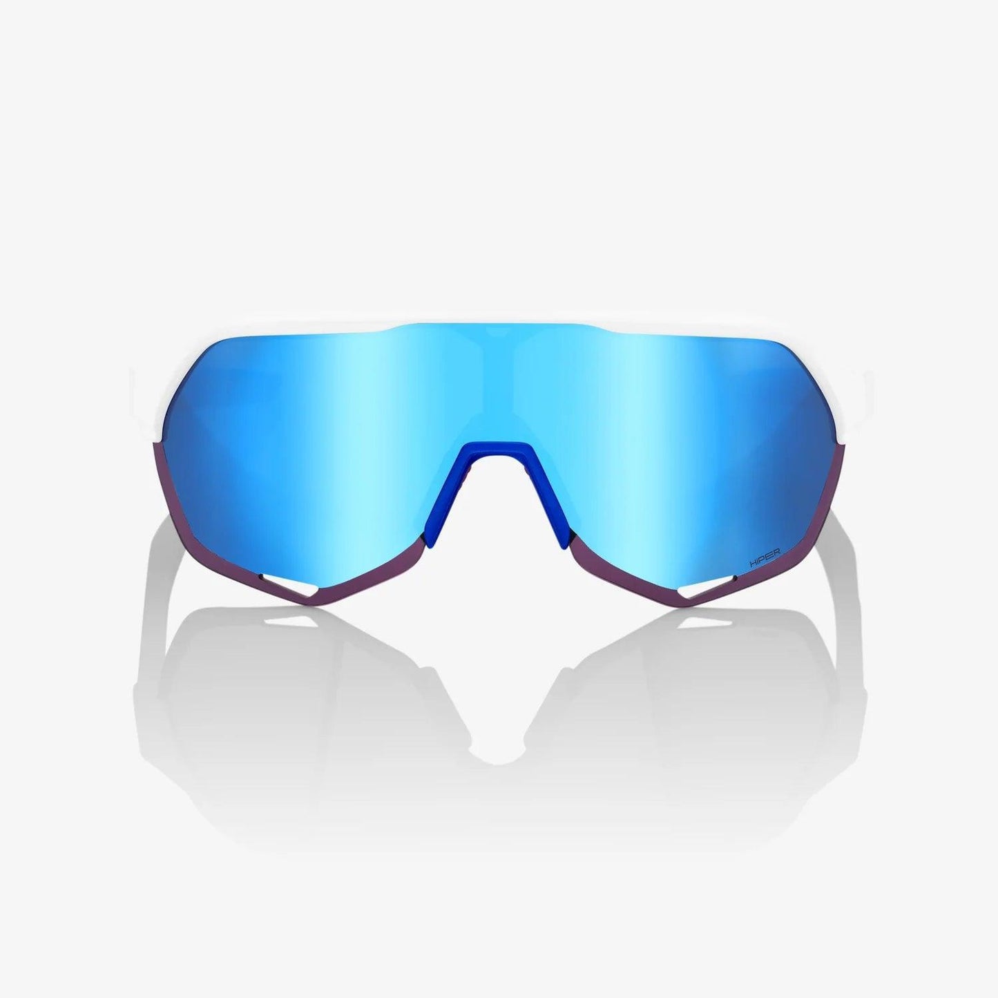 100 Percent Sunglasses - S2 -TotalEnergies Team Matte White / Metallic Blue HiPER Blue Multilayer Mirror Lens – Second View |