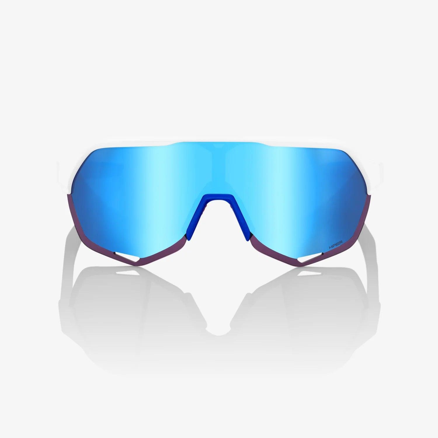 100 Percent Sunglasses - S2 -TotalEnergies Team Matte White / Metallic Blue HiPER Blue Multilayer Mirror Lens – Second View |