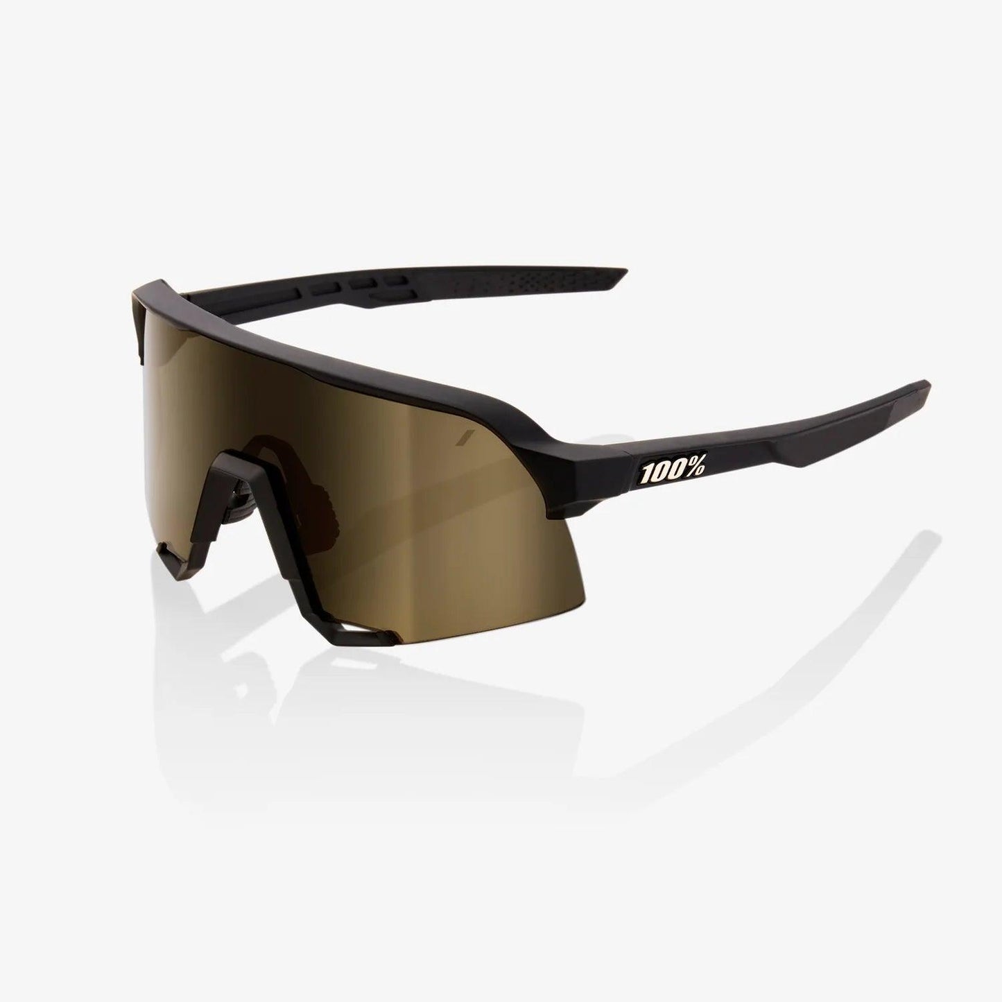 100 Percent Sunglasses - S3 - Soft Tact Black - Soft Gold Mirror Lens – Primary View | Smash It Sports