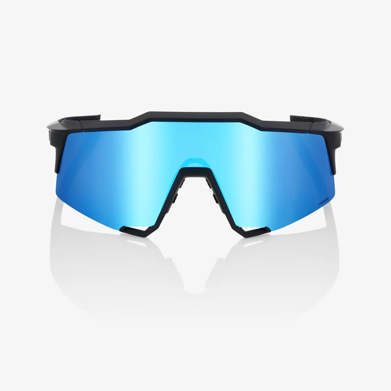 100 Percent Sunglasses - SPEEDCRAFT - Matte Black - HiPER Blue Multilayer Mirror Lens – Second View | Smash It Sports