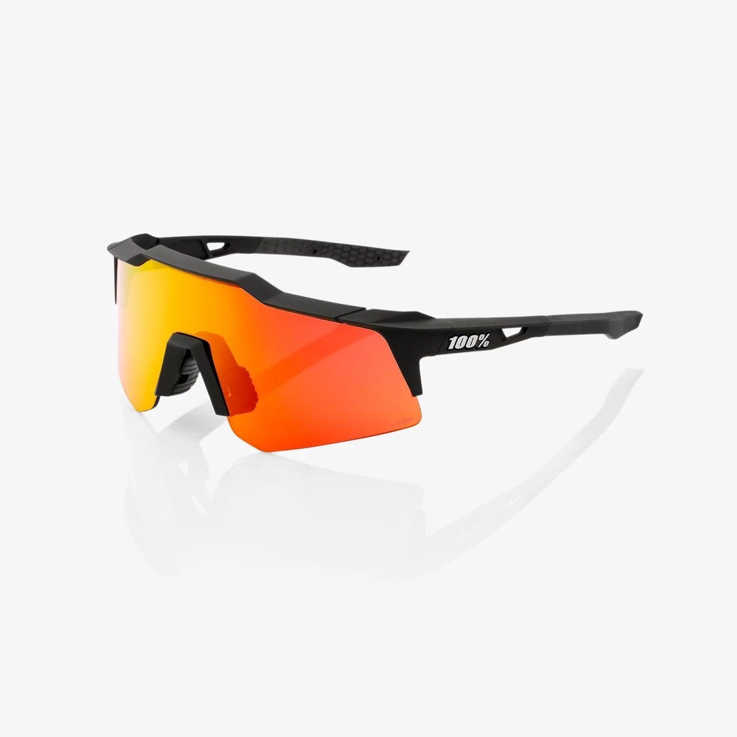 100 Percent Sunglasses - SPEEDCRAFT XS - Soft Tact Black - HiPER Red Multilayer Mirror Lens – Primary View | Smash It Sports