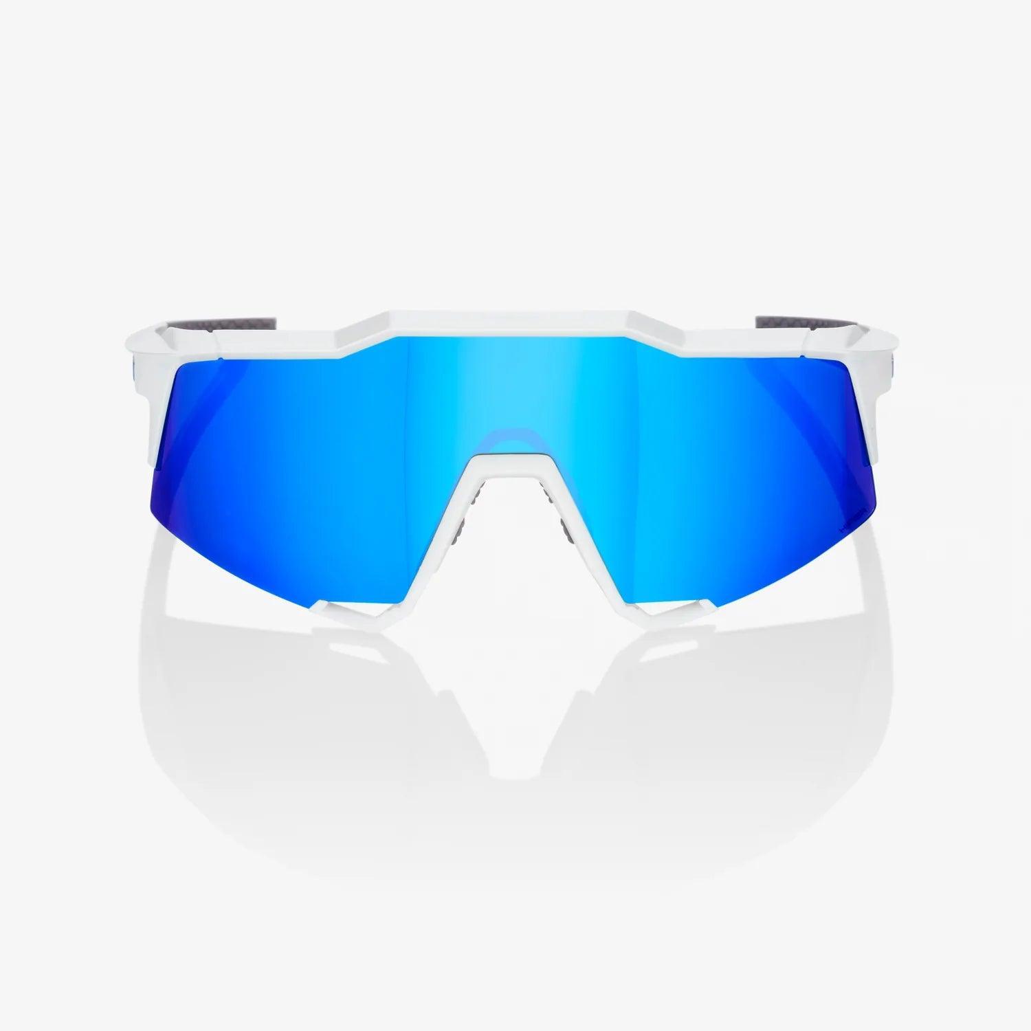 100% SPEEDCRAFT - Matte White - HiPER Blue Multilayer Mirror Lens – Second View | Smash It Sports