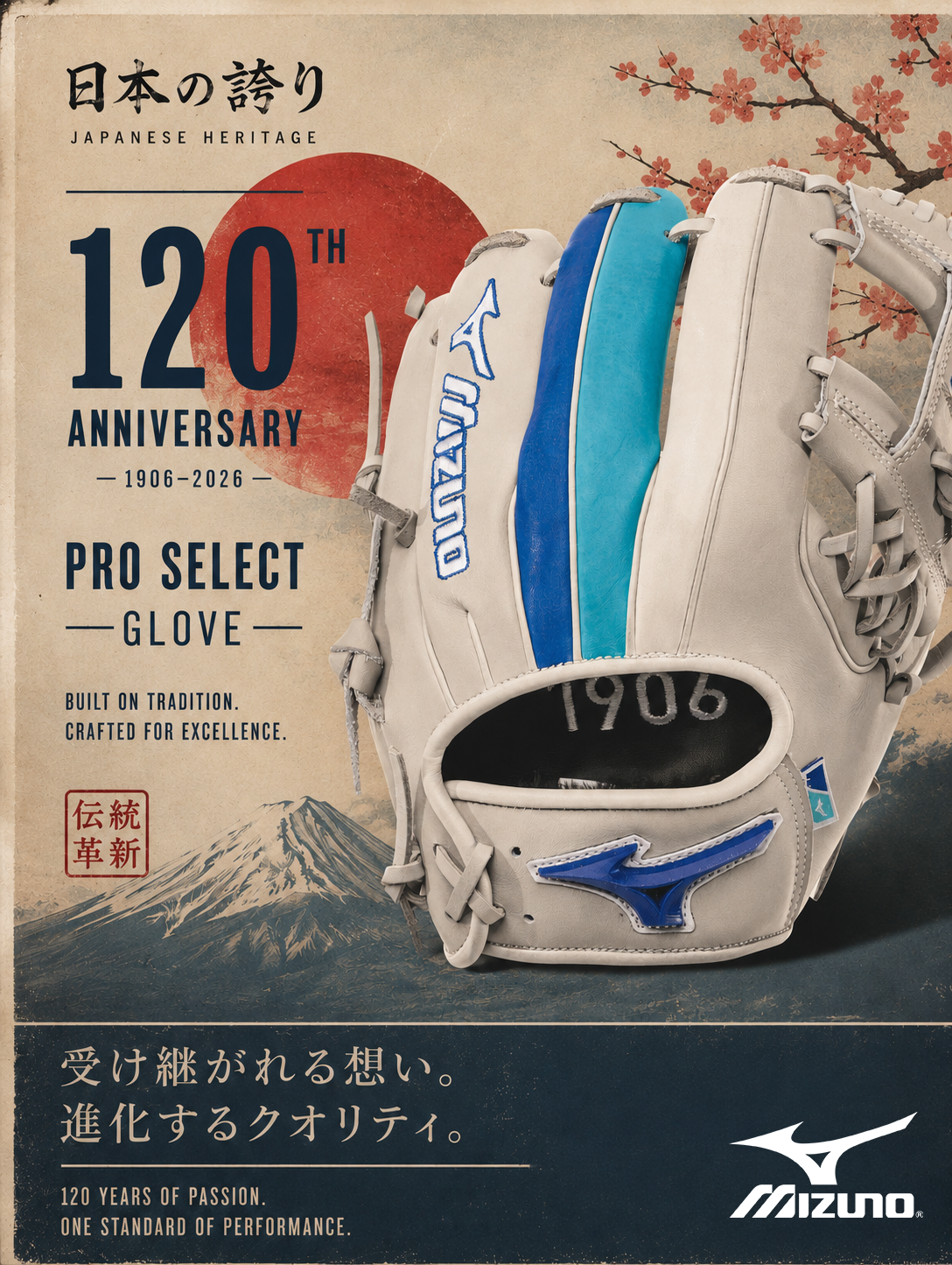 Mizuno 120th Anniversary Pro Select 11.5" Baseball Fielding Glove - GPS-40R1906 – Specs Overview | Smash It Sports | leather,