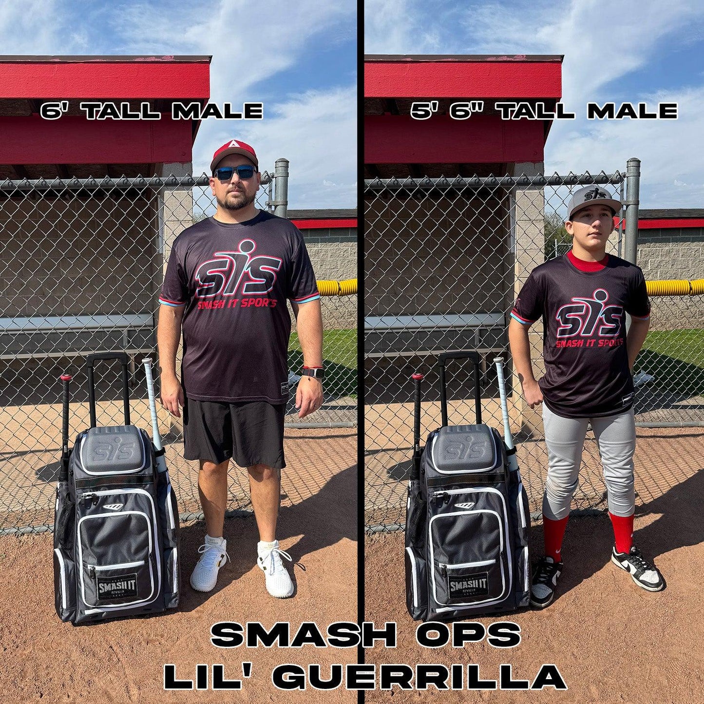 2025 Smash Ops Lil’ Guerrilla Hybrid Roller/Bat Pack Bag - Carolina/Pink - Smash It Sports