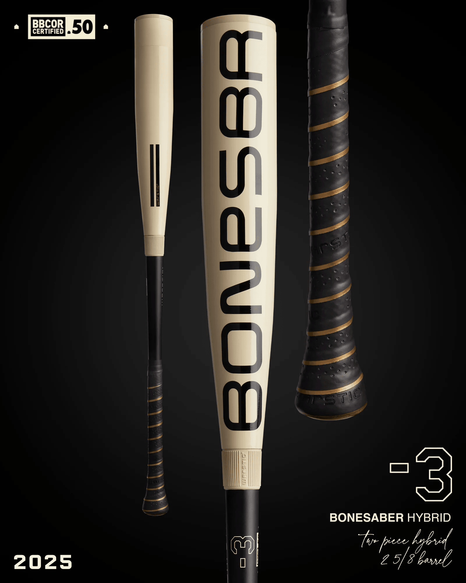 2025 Warstic Bonesaber Hybrid BBCOR Baseball Bat -3 - Smash It Sports