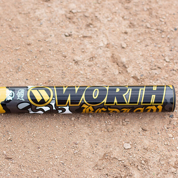 2025 Worth Bedlam Gold XL 1-Piece USSSA Slowpitch Softball Bat WSU5BEDG1L – Product View | Smash It Sports | composite, usssa