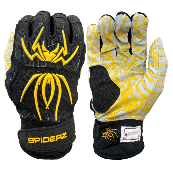 Spiderz HYBRID Batting Gloves - Black/Vegas Gold – Product View | Smash It Sports | pro, web