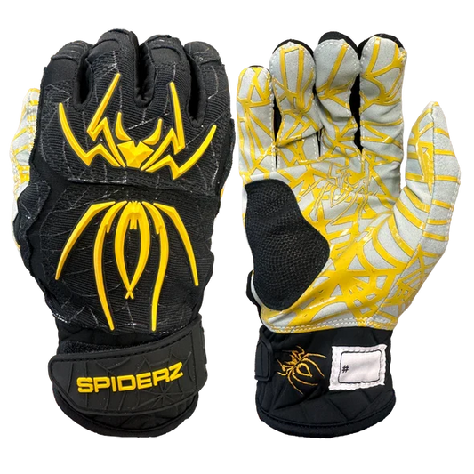 Spiderz HYBRID Batting Gloves - Black/Vegas Gold – Product View | Smash It Sports | pro, web