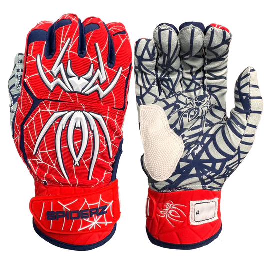 Spiderz HYBRID Batting Gloves - Red/Navy Blue/White