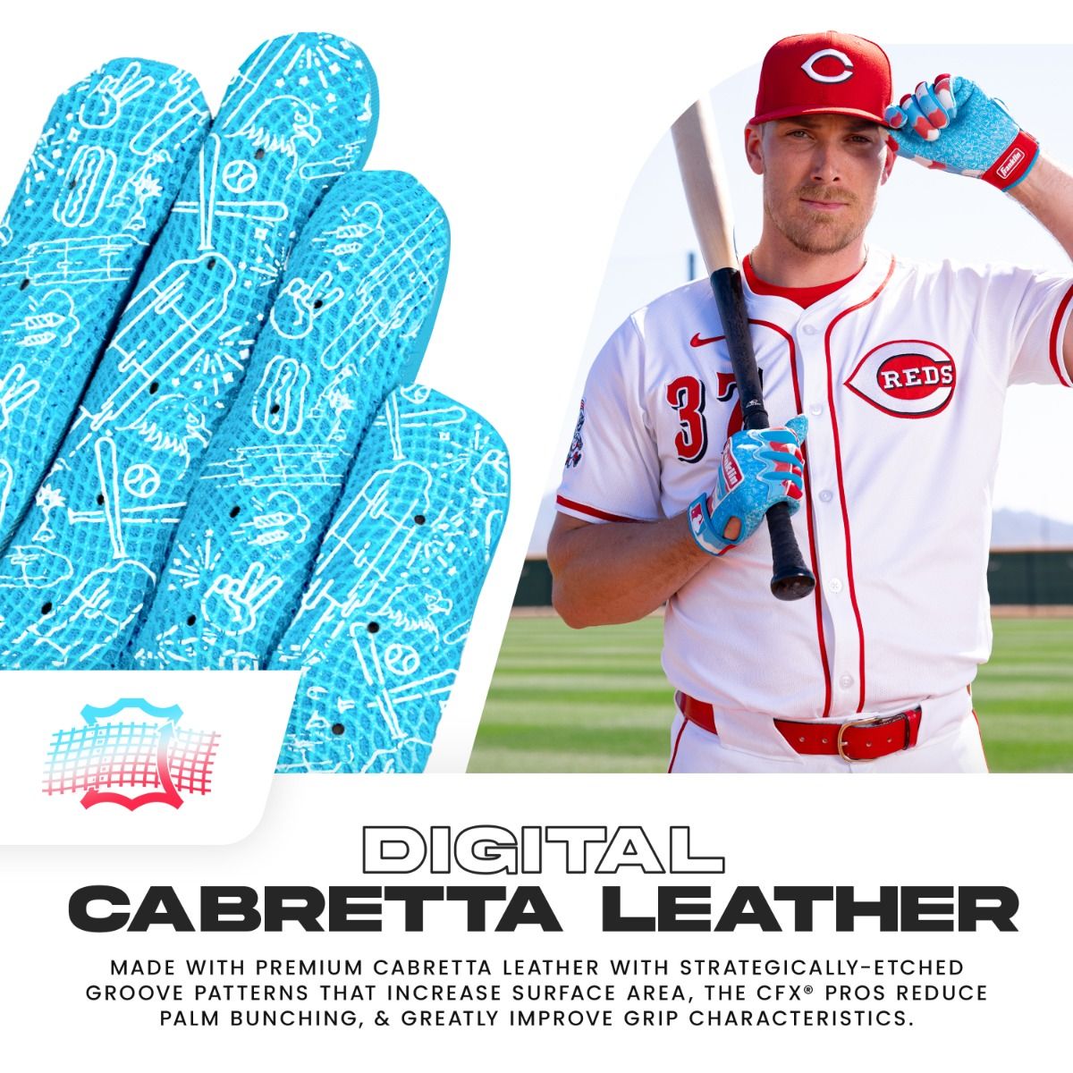 Franklin CFX Pro Baseball Batting Gloves - Jewel Event Fourth of July