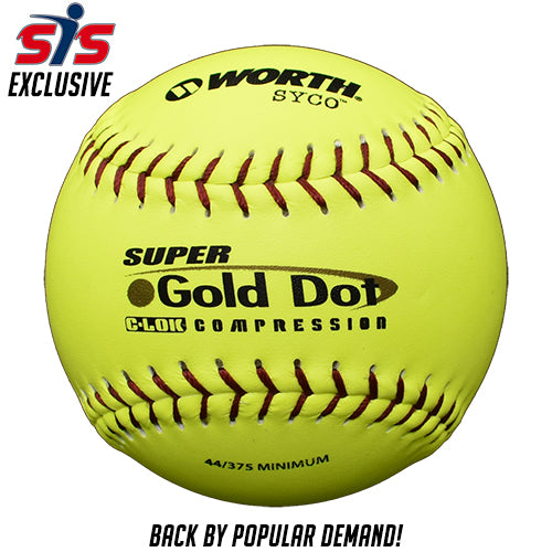 Worth Super Gold Dot SYCO 44/375 12" Slowpitch Softballs - YS44BK