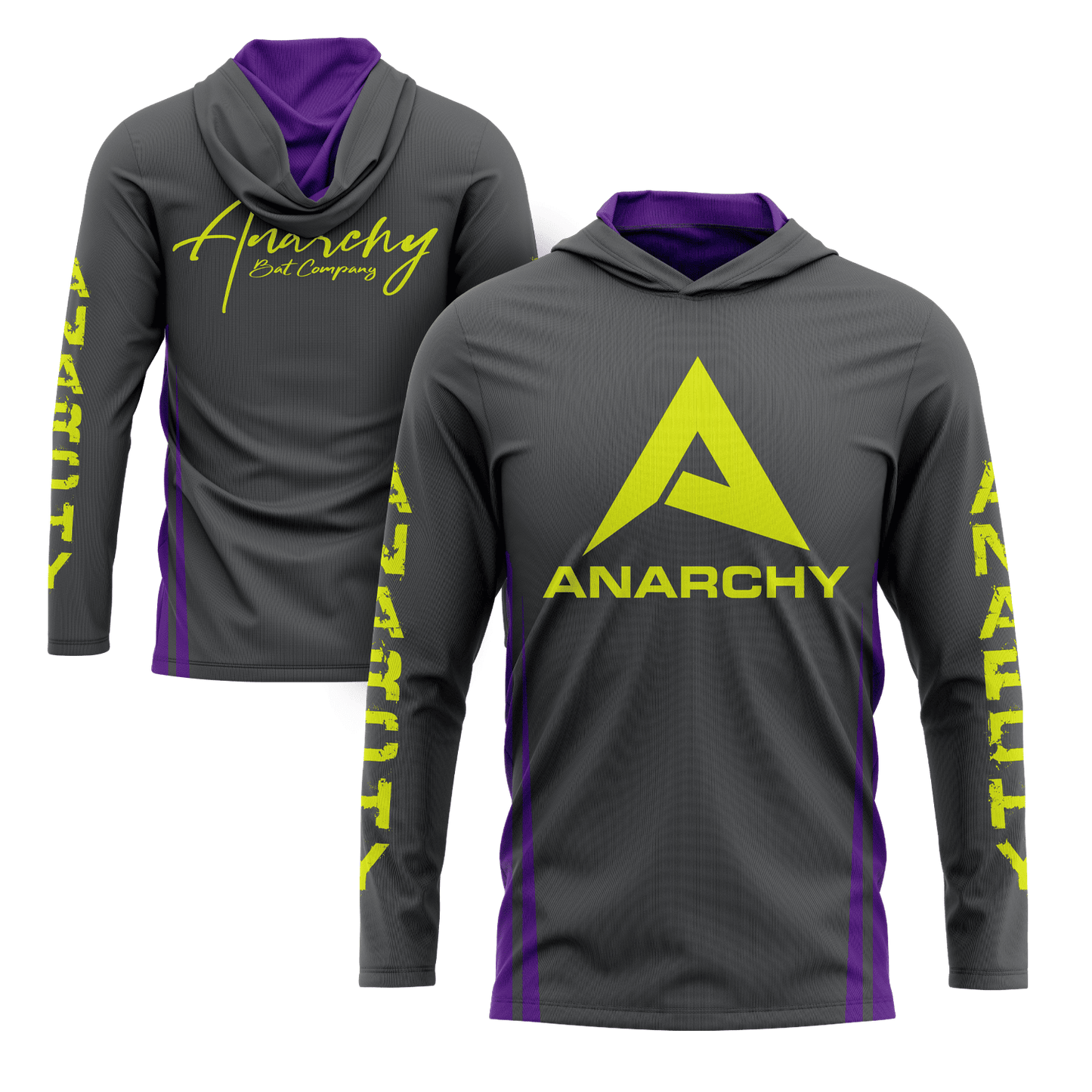 Anarchy Hooded Long Sleeve Tee - Charcoal/Purple/Volt