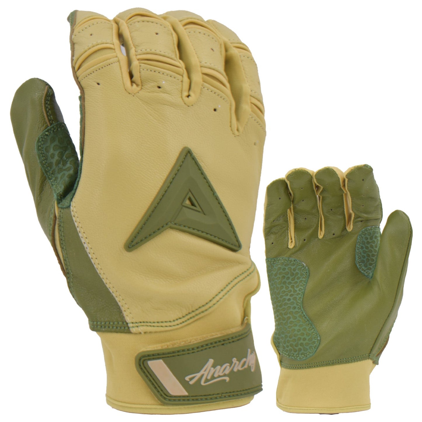 Anarchy Grindstone Short Cuff Batting Glove - Tan/OD Green