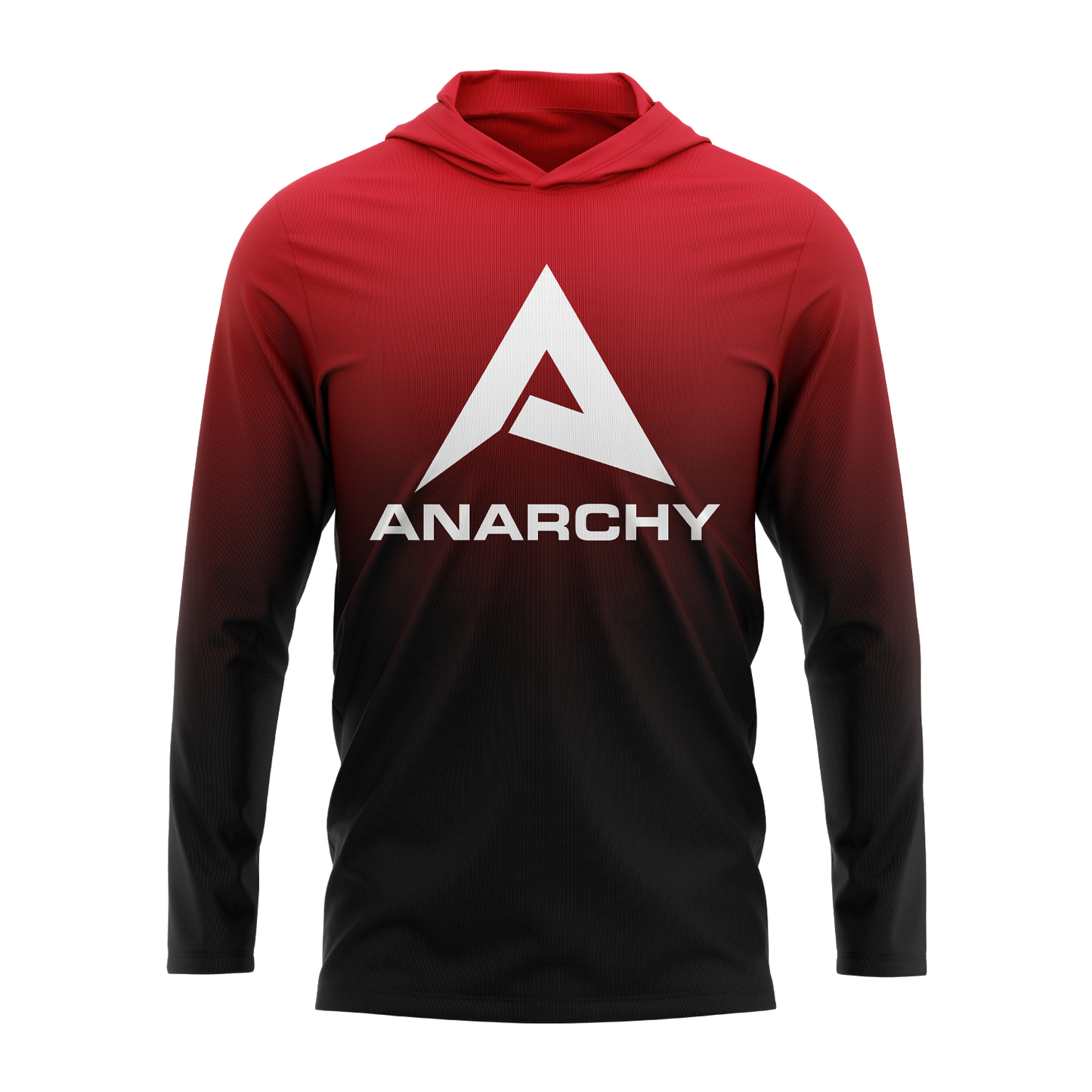 Anarchy Hooded Long Sleeve Tee - Red/Black Fade