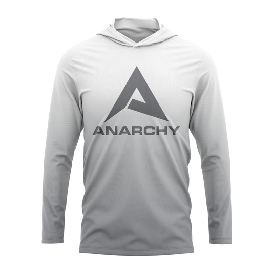 Anarchy Hooded Long Sleeve Tee - White/Grey Fade