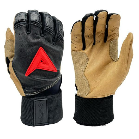 Anarchy Grindstone Long Cuff Batting Glove - Black/Tan/Red - Smash It Sports