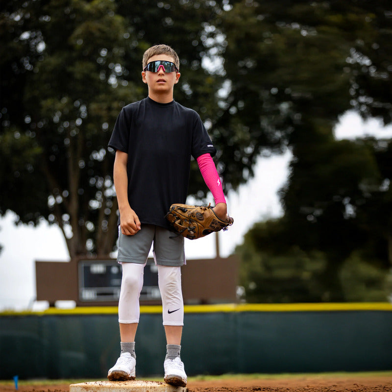 100 Percent Sunglasses - SLENDALE Youth - Matte Black/Pink - HiPER Blue Mirror