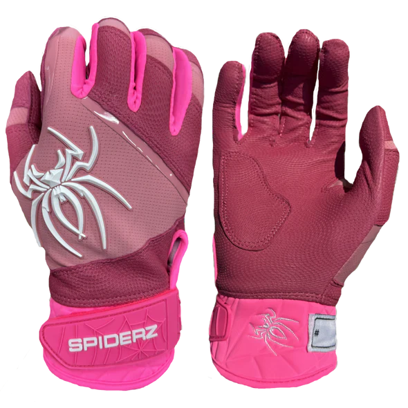 Spiderz Pro Premier Batting Gloves - "Bubble Gum" Pink/White