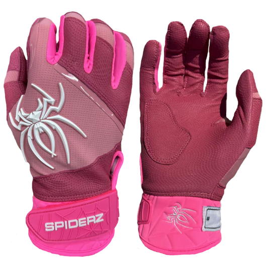 Spiderz Pro Premier Batting Gloves - "Bubble Gum" Pink/White