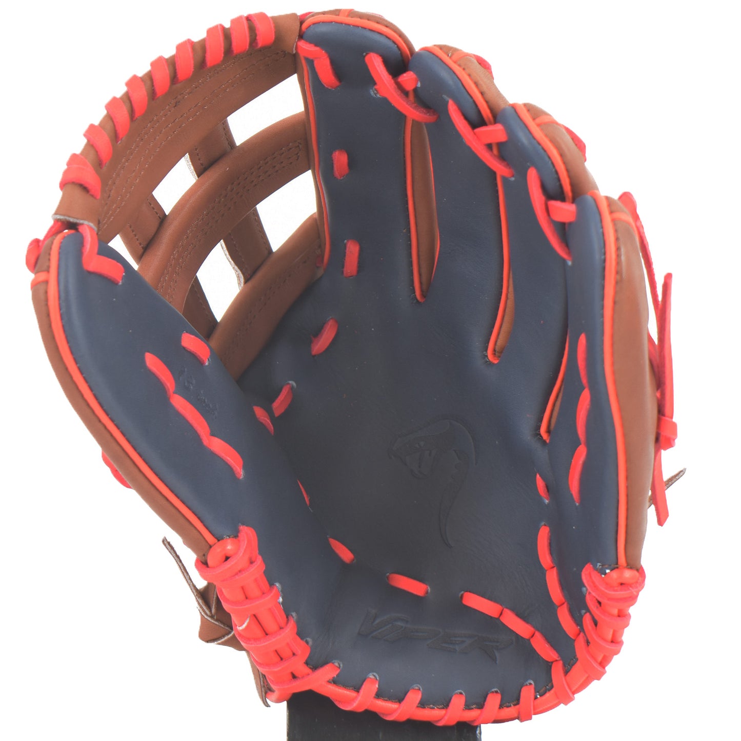 Viper Japanese Kip Leather Slowpitch Softball Fielding Glove  Carmel/Navy/Red
