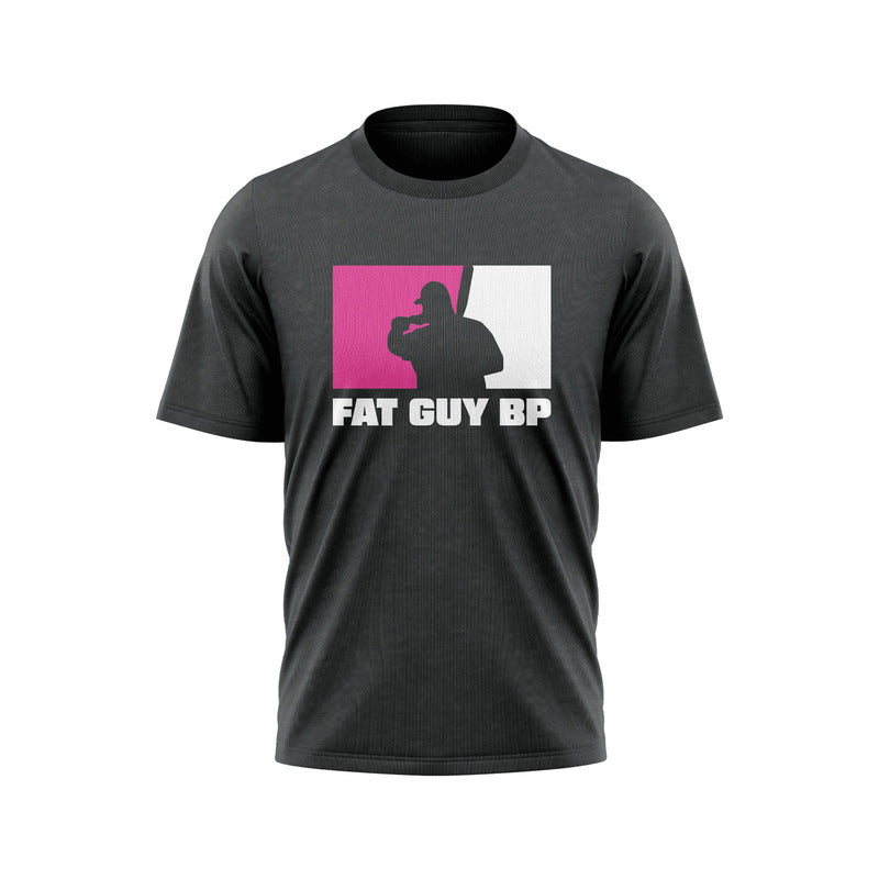 Fat Guy BP - Poly-Cotton Short Sleeve Shirt - Charcoal/Pink/White