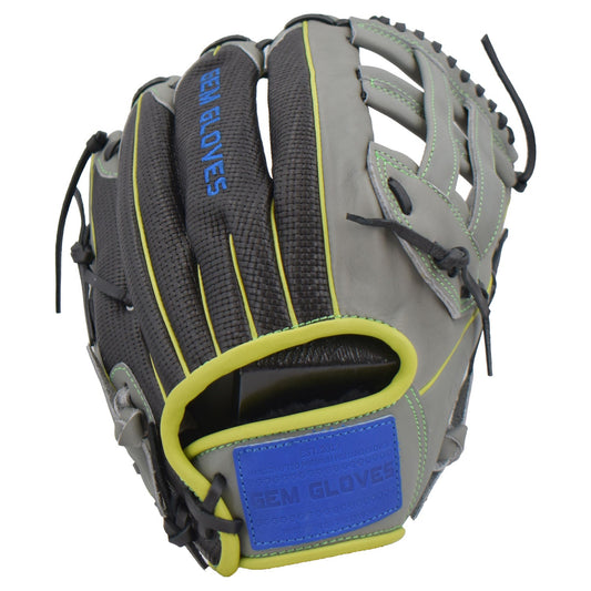 Gem Gloves Softball Fielding Glove - GEM010 Charcoal/Black/Neon Green