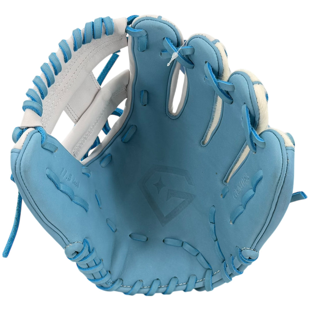 Blue baseball glove open