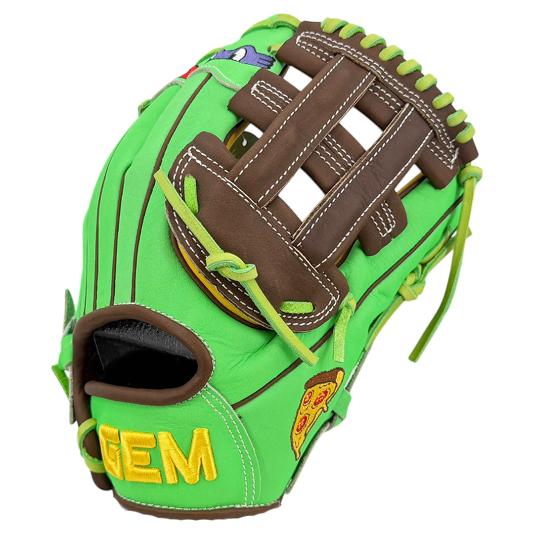 Gem Gloves Softball Fielding Glove - GEM090 Pizza Party – Product View | Smash It Sports | leather, kip, pro