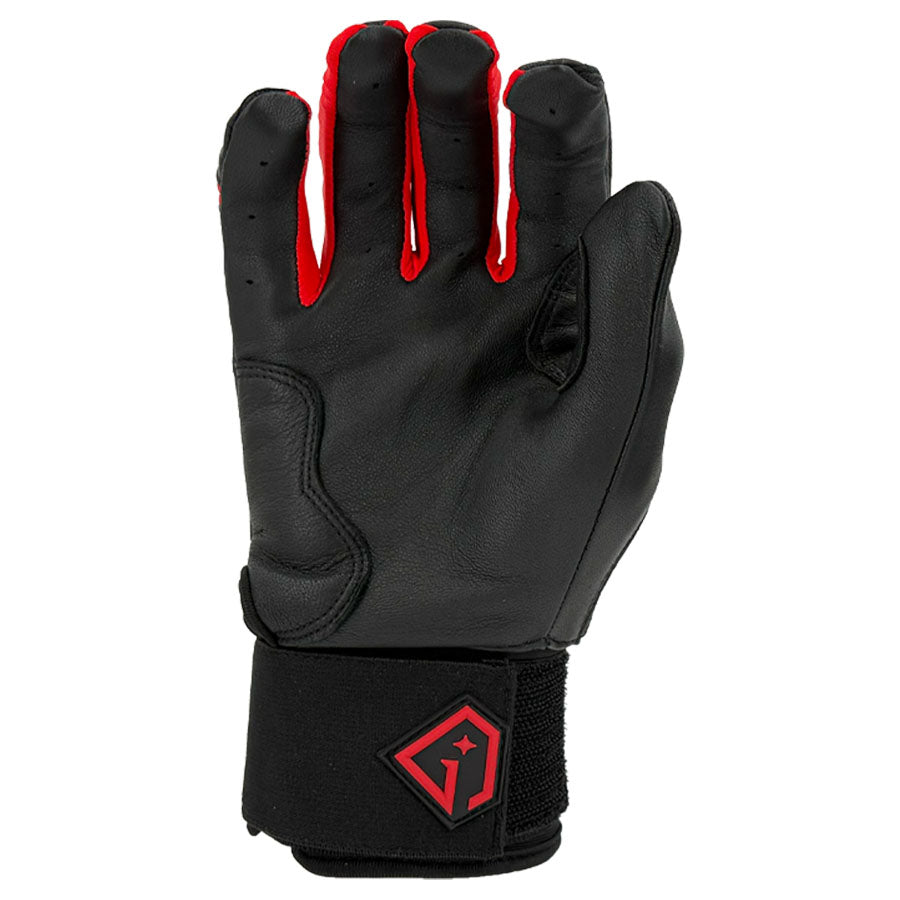 Gem Glove Prospector Long Cuff Batting Glove - Black/Red
