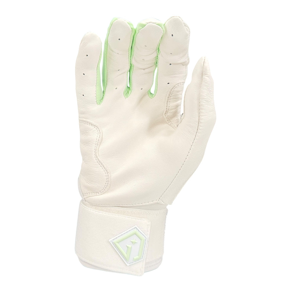 Gem Glove Prospector Long Cuff Batting Glove - White/Mint