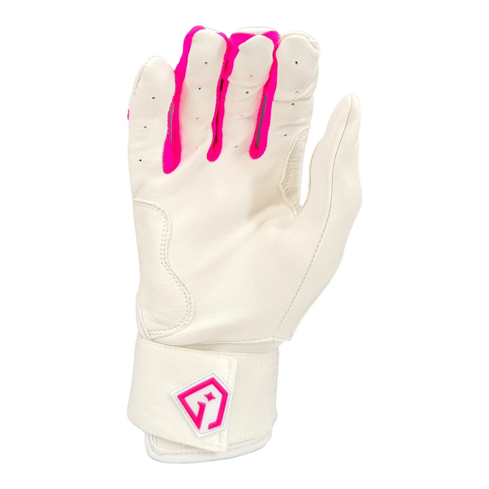 Gem Glove Prospector Long Cuff Batting Glove - White/Pink