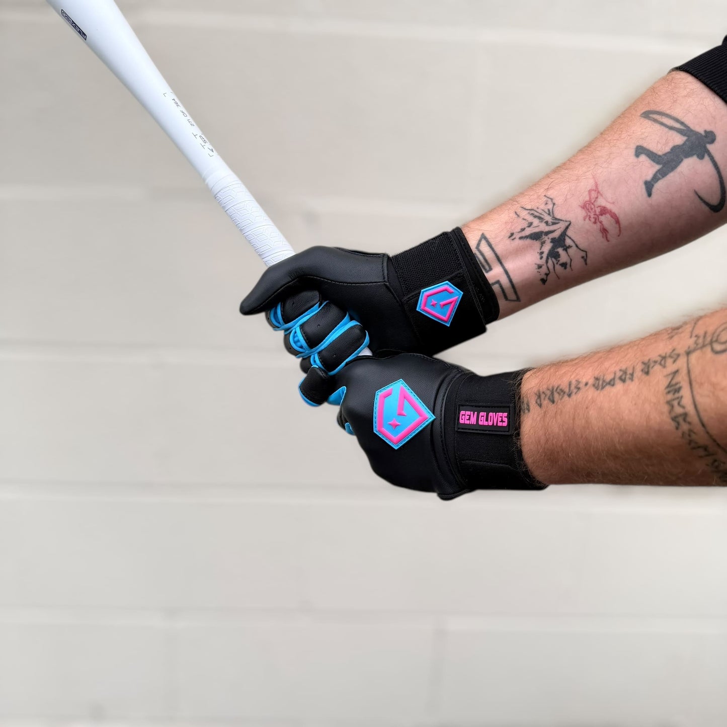 Gem Glove Prospector Long Cuff Batting Glove - Black/Carolina