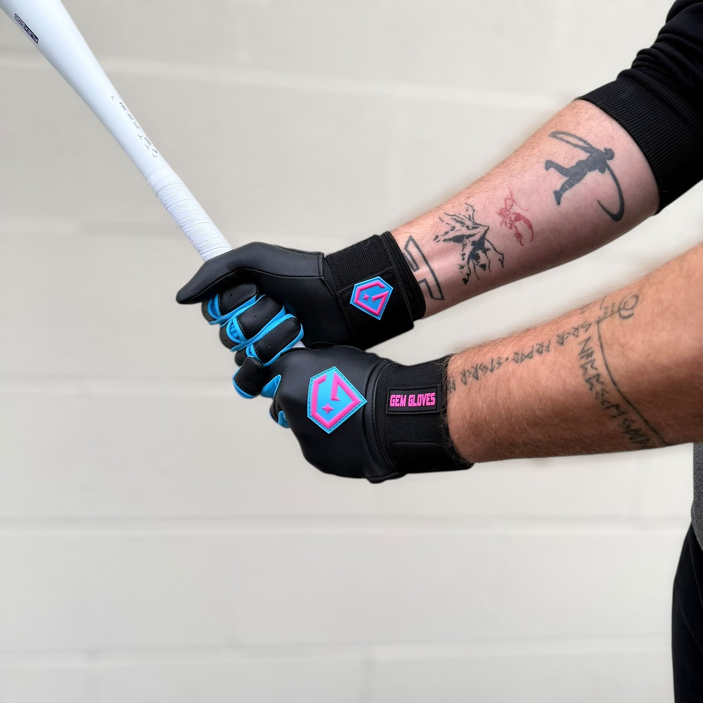 Gem Glove Prospector Long Cuff Batting Glove - Black/Red