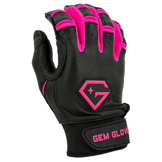 Gem Glove Prospector Short Cuff Batting Glove - Black/Pink