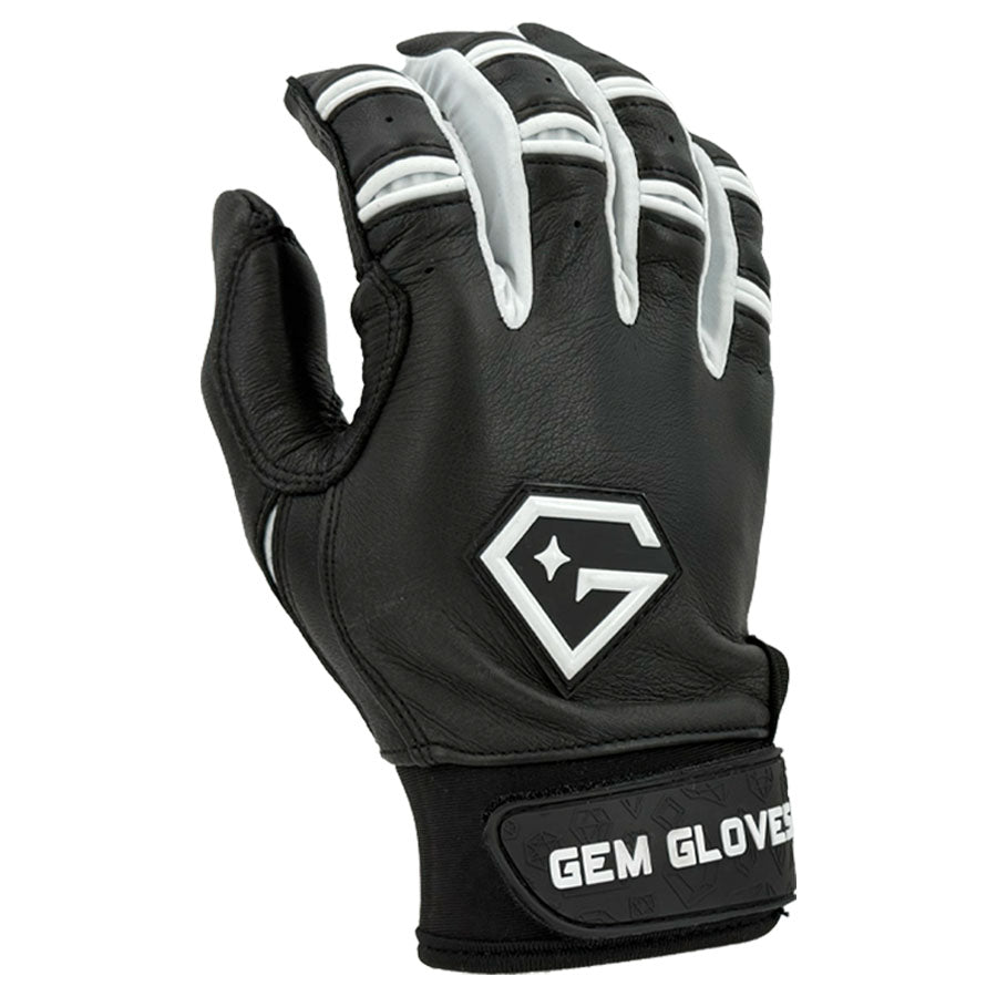 Gem Glove Prospector Short Cuff Batting Glove - Black/White