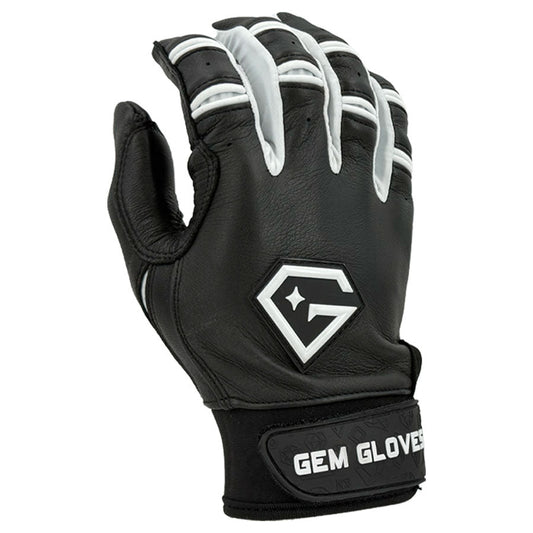 Gem Glove Prospector Short Cuff Batting Glove - Black/White
