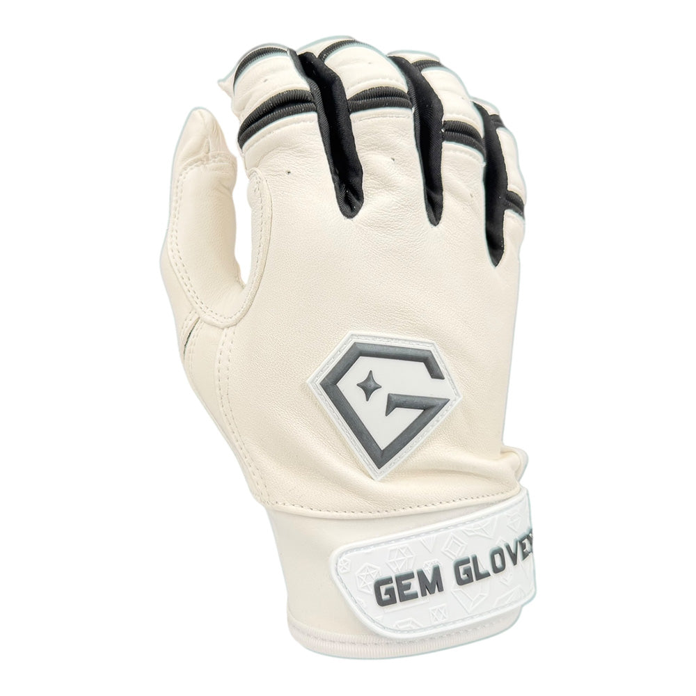 Gem Glove Prospector Short Cuff Batting Glove - White/Black