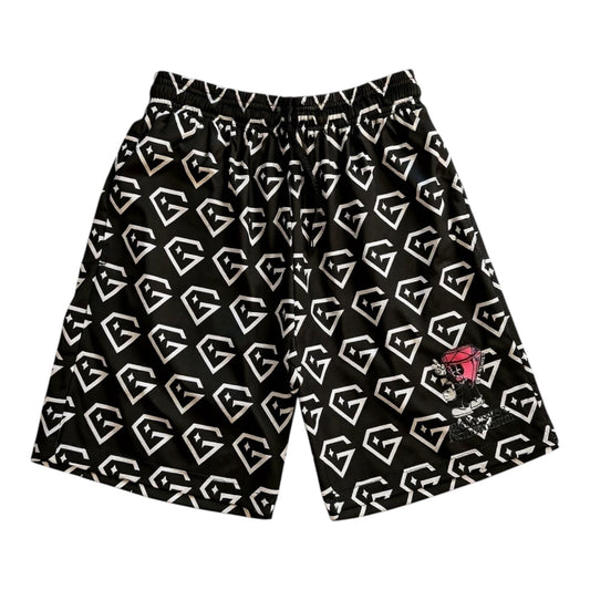 Gem Gloves Mesh Shorts - No Pressure No Diamonds - Black/White