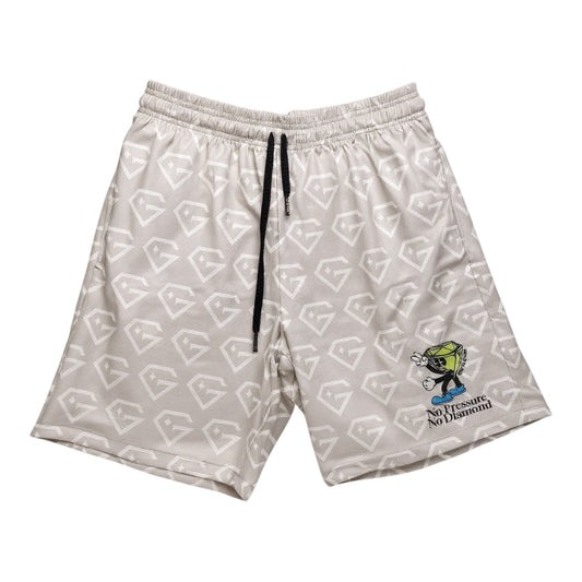 Gem Gloves Mesh Shorts - No Pressure No Diamonds - Grey/White