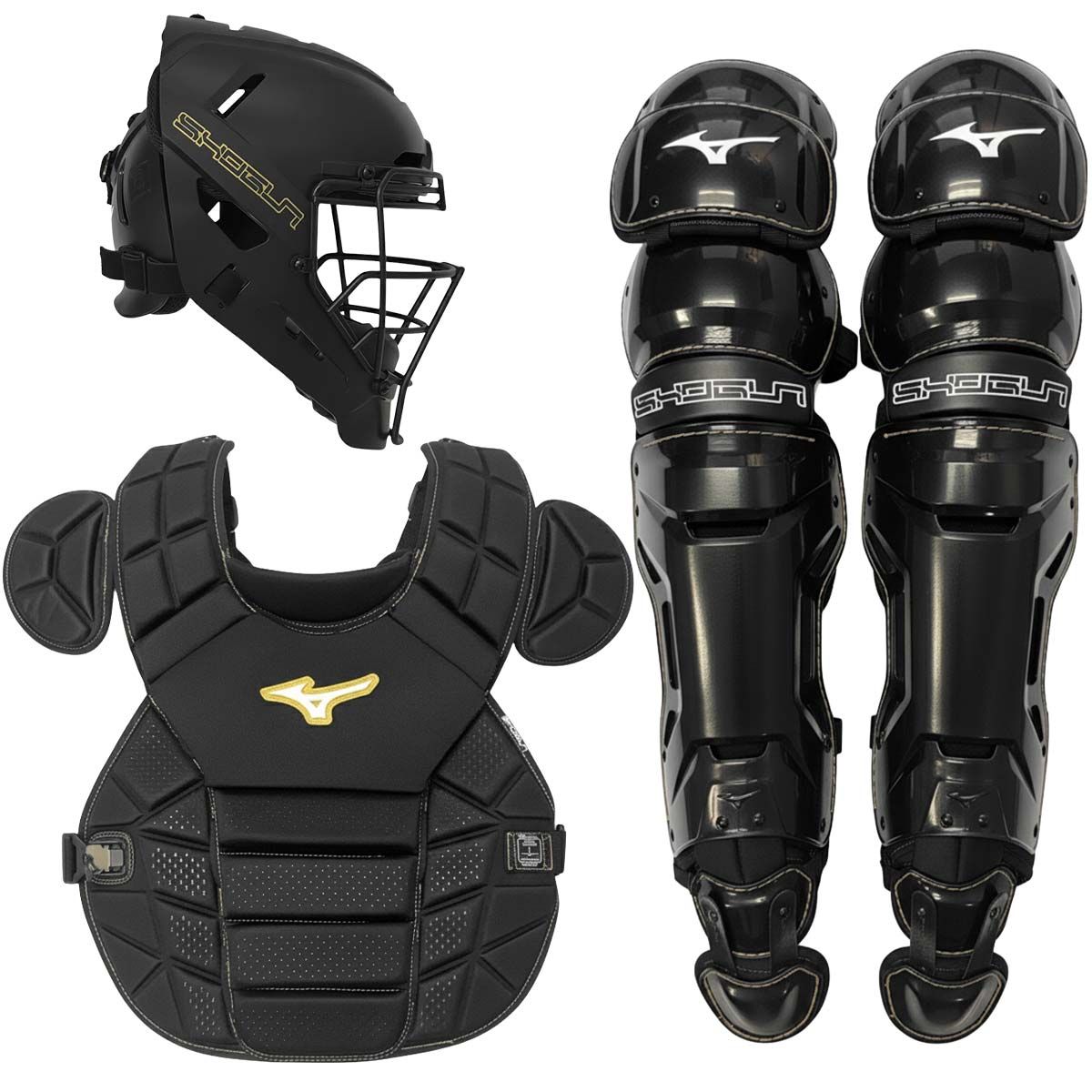 Mizuno Shogun Adult 16" Baseball Catchers Set - Black – Product View | Smash It Sports | abs, foam