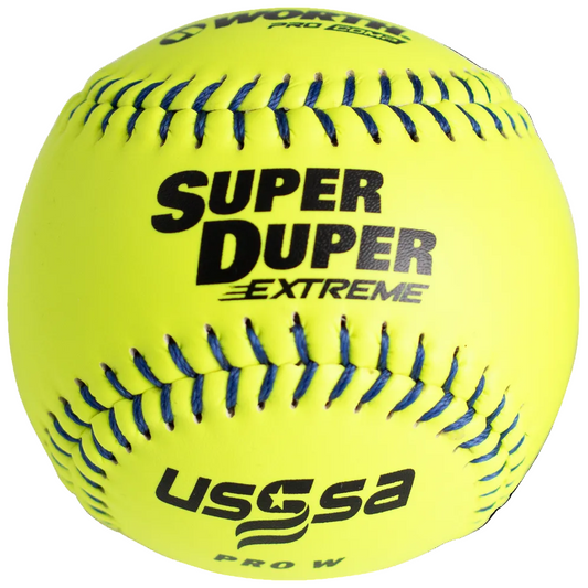Worth Super Duper Extreme Pro Comp 44/375 USSSA 11" Slowpitch Softballs - MLSDB11CUPW – Specs Overview | Smash It Sports | le