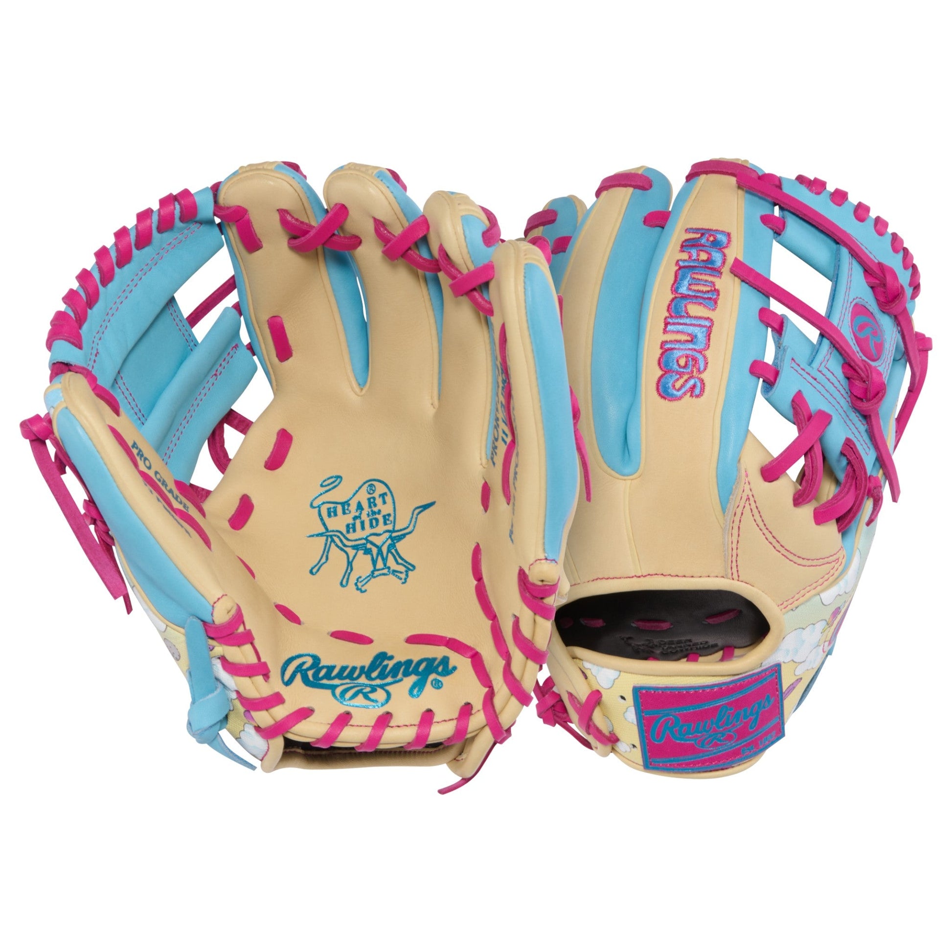 Rawlings Icon Fest Heart of the Hide Camel/Columbia Blue 11.5" Baseball Fielding Glove - PROR934-2CBE – Product View | Smash 