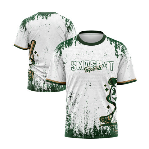 Smash It Sports Short Sleeve Shirt - Smashie (White/Green/Gold)