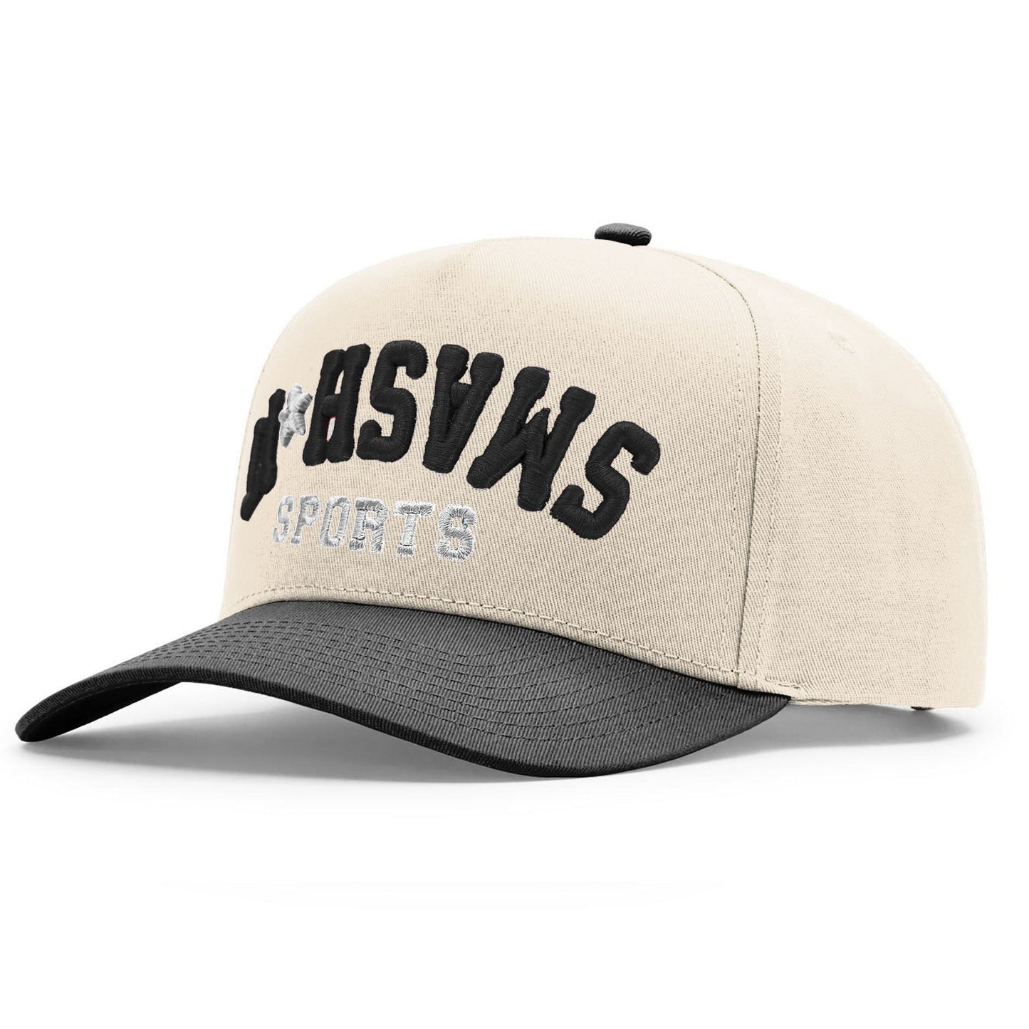 Smash It Sports Five Panel Snapback Hat - Khaki/Black