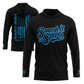 Smash It Sports Hooded Long Sleeve Tee - Columbia Blue/Black Script