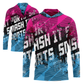 Smash It Sports Hooded Long Sleeve Tee - Grunge Gradient Pink/Blue