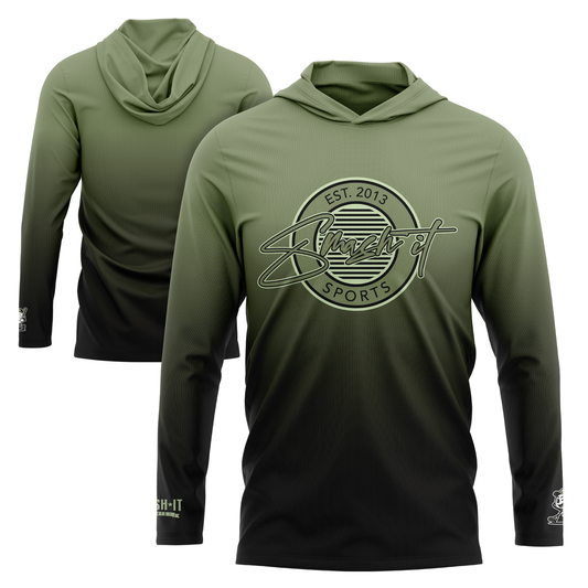 Smash It Sports Hooded Long Sleeve Tee - Green/Black Fade